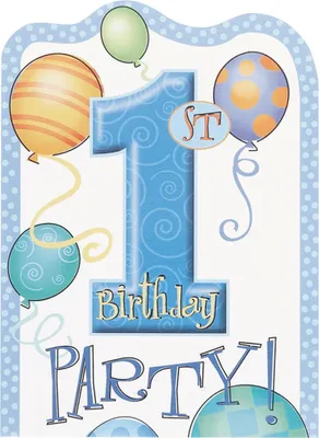 Produktbild von Einladungskarten für den 1. Geburtstag in Blau mit passenden Briefumschlägen