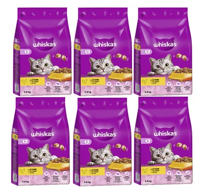 Produktbild von WHISKAS® Beutel Trocken Adult 1+ mit Huhn 6 x 3,8kg