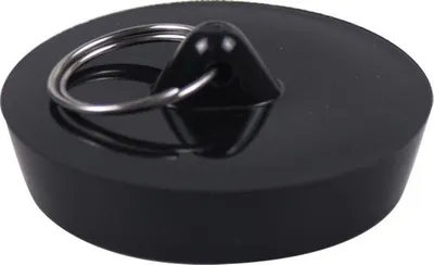 Image de INF Bouchon d'évier universel avec porte-clés - Bouchon de vidange en plastique noir
