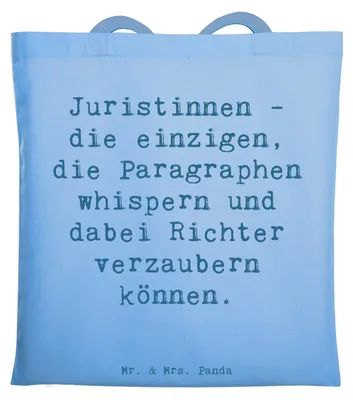 Produktbild von Mr. & Mrs. Panda Schultasche Spruch Juristin Zauber - Sky Blue - Geschenk, Gesetz, Mandanten, Einkaufstasche, juristische Beratung, Baumwollbeutel, Berufspassion, Beruf