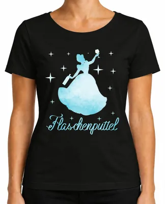 Produktbild von Flaschenputtel Wein Prinzessin Party JGA Mädelsabend Alkohol Sekt Damen T-Shirt, Schwarz, S