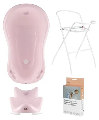 Obrázok produktu pre Hylat Baby 4-dielna súprava na kúpanie s - detská vanička, sedadlo, stojan a odtok - bez BPA, Hug me - ružová