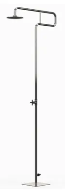 Produktbild von HAF Ideal Gartendusche TROMBONE | Kaltwasser Dusche aus hochwertigem V2A Edelstahl | Outdoor Pooldusche mit Kopfbrause und Gartenschlauch Anschluss
