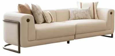 Produktbild von Beiges Wohnzimmer-Set 3 + 3 + 1-Sitzer moderne Sofas Sessel Polstermöbel