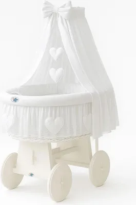 Obrázek produktu pro MY SWEET BABY dětská postýlka z přírodních vláken bílá s odnímatelnou baldachýnem a prémiovou matrací