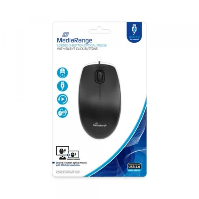 Productafbeelding van MediaRange MROS212 MediaRange Maus USB 2.0 3 Tasten, geräuscharm schwarz
