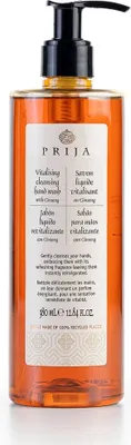 Produktbild von Prija Vitalisierende und Reinigende Handseife - Flüssige Handseife mit Ginseng, , pflegende und revitalisierende Handreinigung mit warmem Duft (380 ml)