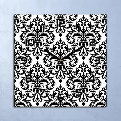 Produktbild von Wanduhr Echt-Glas-Küchenuhr Schwarz Weiß Muster Quarz 30x30 Deko Bilder