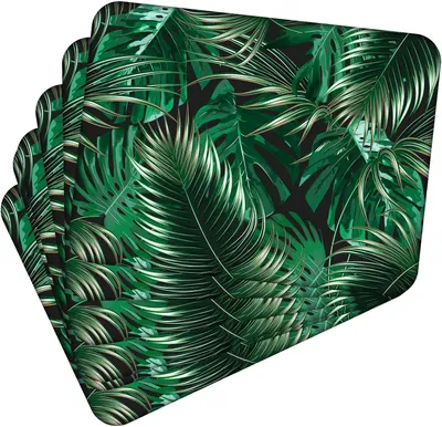Obrázek produktu pro Sada 6 kusů prostírání 40x30 cm Tropical Leaves 3 prostírání Omyvatelné - žáruvzdorný korkový podklad odolává teplotám do 100 °C