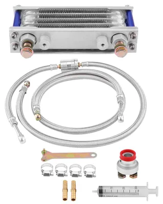 Zdjęcie produktu dla Zestaw układu chłodzenia silnika z chłodnicą oleju o pojemności 65 ml do motocykla Honda GY6 (srebrny)