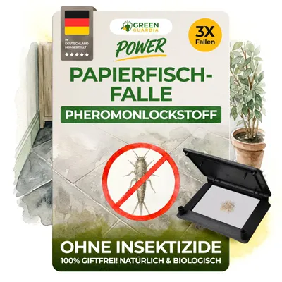 Produktbild von Papierfische Klebefalle mit Pheromon-Lockstoff - 3x Fallen - Giftfrei & Sicher Papierfische bekämpfen, Papierfische Falle, Mittel gegen Papierfische