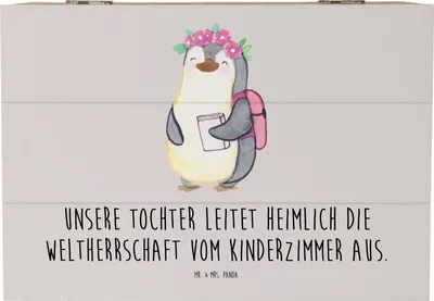 Produktbild von Mr. & Mrs. Panda kiste holz Tochter Weltherrschaft 22 x 15 cm - Grau Pastell - Geschenk, Einfallsreichtum, persönliche Erinnerungen, schatztruhe, Kreativität, Freude, Box