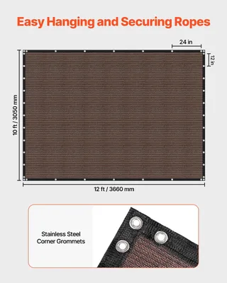 Obrázok produktu pre VEVOR 90 % ochrana proti slnku, tieniaca plachta (305 x 366 cm) pre pergolu s očkami z nehrdzavejúcej ocele, slnečná plachta s materiálom HDPE 140 g/m²