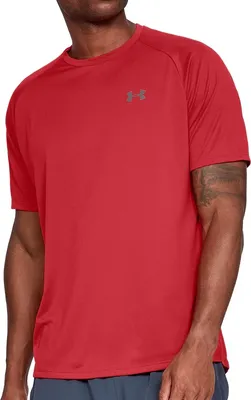 A man wearing a red t-shirt.
