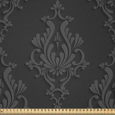 Produktbild von ABAKUHAUS Dunkelgrau Microfaser Stoff als Meterware , Antikes Damast-Muster im klassischen altmodischen Blumenmuster der Art-3D, 10 M (230 x 1000 cm), Anthrazit grau