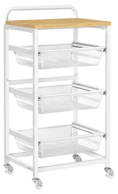Image de VASAGLE, chariot de service à 4 niveaux, chariot mobile, 40 x 31,7 x 76 cm