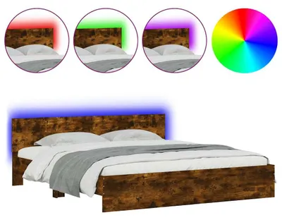Obrázek produktu pro vidaXL Rám postele s čelem a osvětlením LED kouřový dub