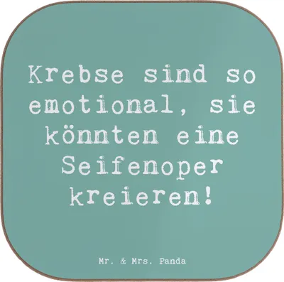 Produktbild von Mr. & Mrs. Panda Untersetzer Glas Spruch Emotionaler Krebs - Meeresbrise - Geschenk, Getränkeuntersetzer, Tischschoner, Gläser, für, Sternzeichen, Horoskop, Emotionalität
