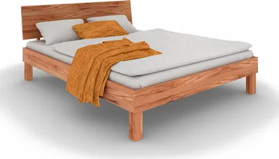 Produktbild von Bett Zigo 1 aus Kernbuche massiv 140x200 mit Holzkopfteil und Holzbeinen