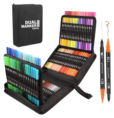 Produktbild von Dual Brush Pen Set, 120 Farben Pinselstifte Set, Aquarell Marker, Filzstifte, Für Kinder Erwachsene Bullet Journal Stifte, für Erwachsenebullet