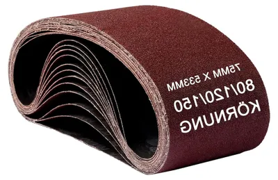 Produktbild von 12 Schleifbänder 75x533 mm, Körnung 80/120/150 für Bandschleifer