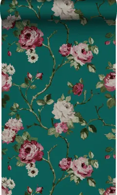 Obrázek produktu pro Origin Wallcoverings tapeta květy smaragdově zelená 53 cm x 10,05 m