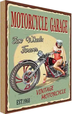 Produktbild von vianmo Holzschild 40x30 cm Motorcycle Garage Auto Werkstatt