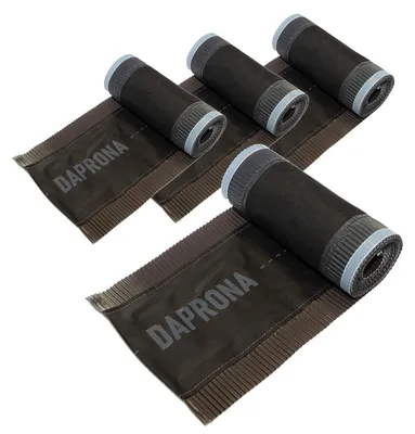 Produktbild von DAPRONA Firstband Alu, 4 Rollen, 180mm x 5m, Braun, RAL 8017, Butylband wasserdicht Firstblech, Dachabdichtung selbstklebend, Dachfirst Abdeckung, Alubutyl Roller