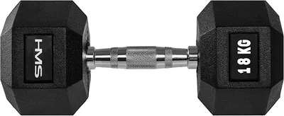 Produktbild von HMS Hexa Pro Kurzhantel 18 kg Hexagon Gummi Schwarz
