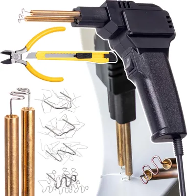 Zdjęcie produktu dla Zgrzewarka do plastiku/zestaw naprawczy do plastiku z 200 zszywkami TC Technic BY-BD003