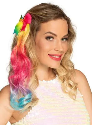 Produktbild von Regenbogen Haar-Extensions - für Fasching Karneval