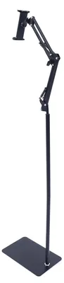 Produktbild von Tablet Bodenständer - Lange Arm Halterung - 360° drehbar - Höhenverstellbar 1,35 m - Flexibler Schwanenhals Metall - Für 12–18 cm Tablets - Schwarz