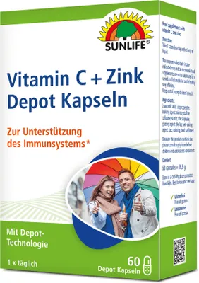 Produktbild von Sunlife Vitamin C + Zink Depot Kapseln 60 Kapseln