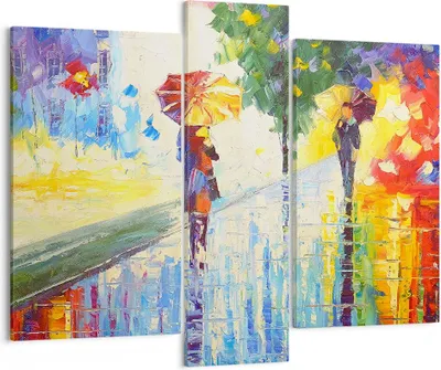 Produktbild von Bild auf Leinwand - Leinwandbild - Park Straße Regen - 95x80cm - Wand Bild - Wanddeko - Wandbilder - Leinwanddruck - Bilder - Kunstdruck - Wanddekoration - Leinwand bilder - Wandkunst - CB95x80-3508