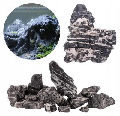 Produktbild von Aquarium Steine Cloud Rock 1 kg, natürliche Aquarienfelsen in Grau, dekorative Dekosteine für Aquascaping und Höhlenbau