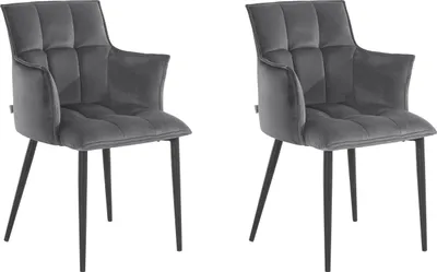 Produktbild von Meline | Gepolsterte Esszimmerstühle 2er Set in Velvet Grau