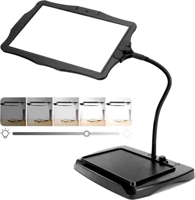 Obrázek produktu pro 10 x Lupa se světlem a stojanem, flexibilní husí krk umožňující 360° nastavení, 50 LED diod pro jasné osvětlení, nastavitelná a odnímatelná