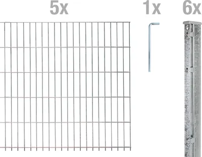 Immagine prodotto di Alberts 675370 Staccionata doppia come set di recinzione completo di 12 pezzi, zincato a caldo, altezza 103 cm, lunghezza 12,5 m
