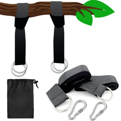 Produktbild von HSXL Hängematten-Hängesystem – 2x Nylonband 280 cm lang (doppelt gedreht 140 cm) – 2x Karabiner – max. 150 kg – auch für Schaukel, Nestschaukel, Hängesessel, Hängematten-Hängematte geeignet