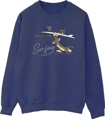 Produktbild von Tom And Jerry - "It's Time For Surfing" Sweatshirt für Herren BI47090 (XL) (Marineblau)