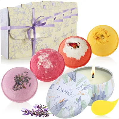 Produktbild von Wilhelm Sell® 4x Geschenk-Box mit insgesamt 16 Badebomben und 4 Sojawachskerzen
