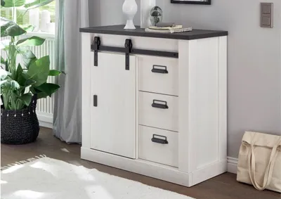 Produktbild von Kommode Sherwood 51 Pinie weiß anthrazit mit soft-close 93 cm