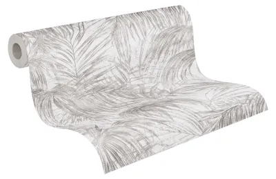 Vliestapete Palmen, Weiß/Grau, 53x1005 cm, designed by MICHALSKY