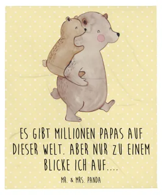 Produktbild von Mr. & Mrs. Panda Kuscheldecke Papa Bär - Gelb Pastell - Geschenk, Decke, Vatertag, Flauschige, Vorbild, Tagesdecke, Bettdecke, Winterdecke, Sofaüberwurf, Vater, Muttertag