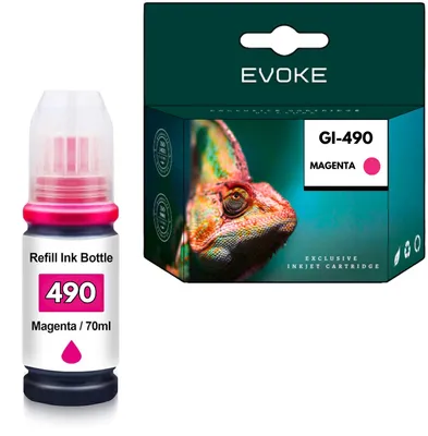 Image de Encres compatibles Evoke pour Canon GI-490M GI490M, magenta, 70 ml, rendement de 7000 pages, compatibles avec les modèles PIXMA G1400, G1411, G1500, G1501, G1510, G1515, G2200, G2400, G2411, G2500, G2501, G2510, G3200, G3400, G3411, G3500, G3501, G3510, G3515, G4400, G4411, G4500, G4510, G4511, G4515