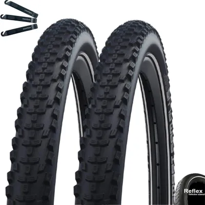 Produktbild von 2 x Schwalbe SMART SAM PLUS Performance E-25 Fahrradreifen DD GreenGuard Schwarz/Reflex 42-622 (28 x 1.60") inkl. maxxi4you Reifenheber