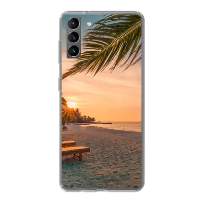 Produktbild von MuchoWow® Handyhülle Schutzhülle Hülle für Samsung Galaxy S21 Plus Strand - Strandkorb - Sonnenuntergang Silikon Softcase Handy Hülle - Handy-Tasche