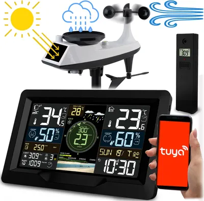 Produktbild von Wetterstation mit Wind- und Regensensor BD-914 schwarz