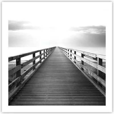 Produktbild von Poster - Poster ohne Rahmen - Pier Perspektive Schwarzweiß - 60x60 cm - Wand Bild - Wanddeko - Wandbilder - Kunstposter - Wandposter - Bilder - Kunstdruck - Wanddekoration - Wandbild - P2XAC60x60-4424