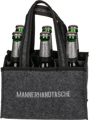 Produktbild von Goldbuch Filz-Flaschenhalter für 6 Flaschen Männerhandtasche, ca.24x14x15cm, Schwarz, Filz, 6 Flasche(n), 240 mm, 140 mm, 150 mm